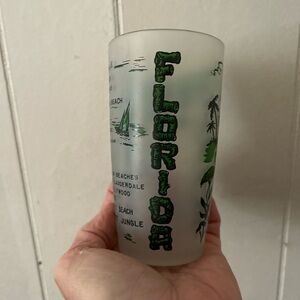 Frosted Glass Tumbler with Green Florida Design